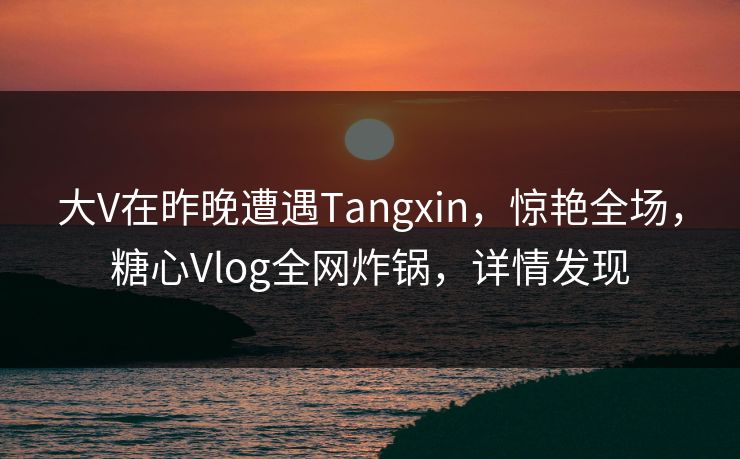 大V在昨晚遭遇Tangxin，惊艳全场，糖心Vlog全网炸锅，详情发现