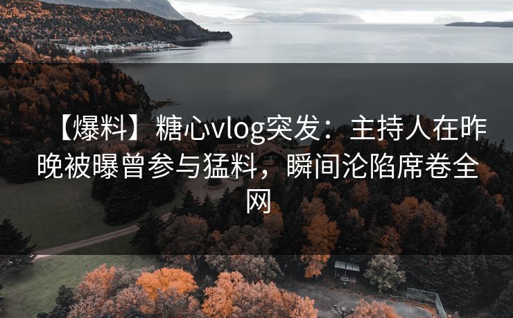 【爆料】糖心vlog突发：主持人在昨晚被曝曾参与猛料，瞬间沦陷席卷全网