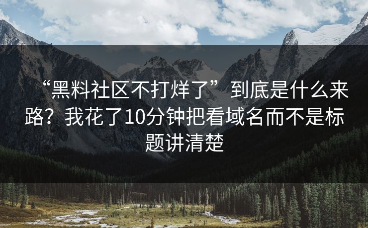 “黑料社区不打烊了”到底是什么来路?我花了10分钟把看域名而不是标题讲清楚 “黑料社区不打烊了”到底是什么来路?我花了10分钟把看域名而不是标题讲清楚